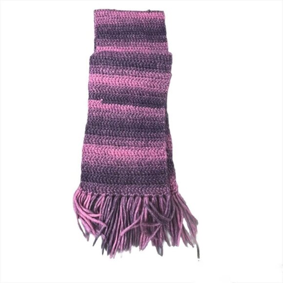 HANDMADE  Purple Knitted Scarf - Picture 1 of 4